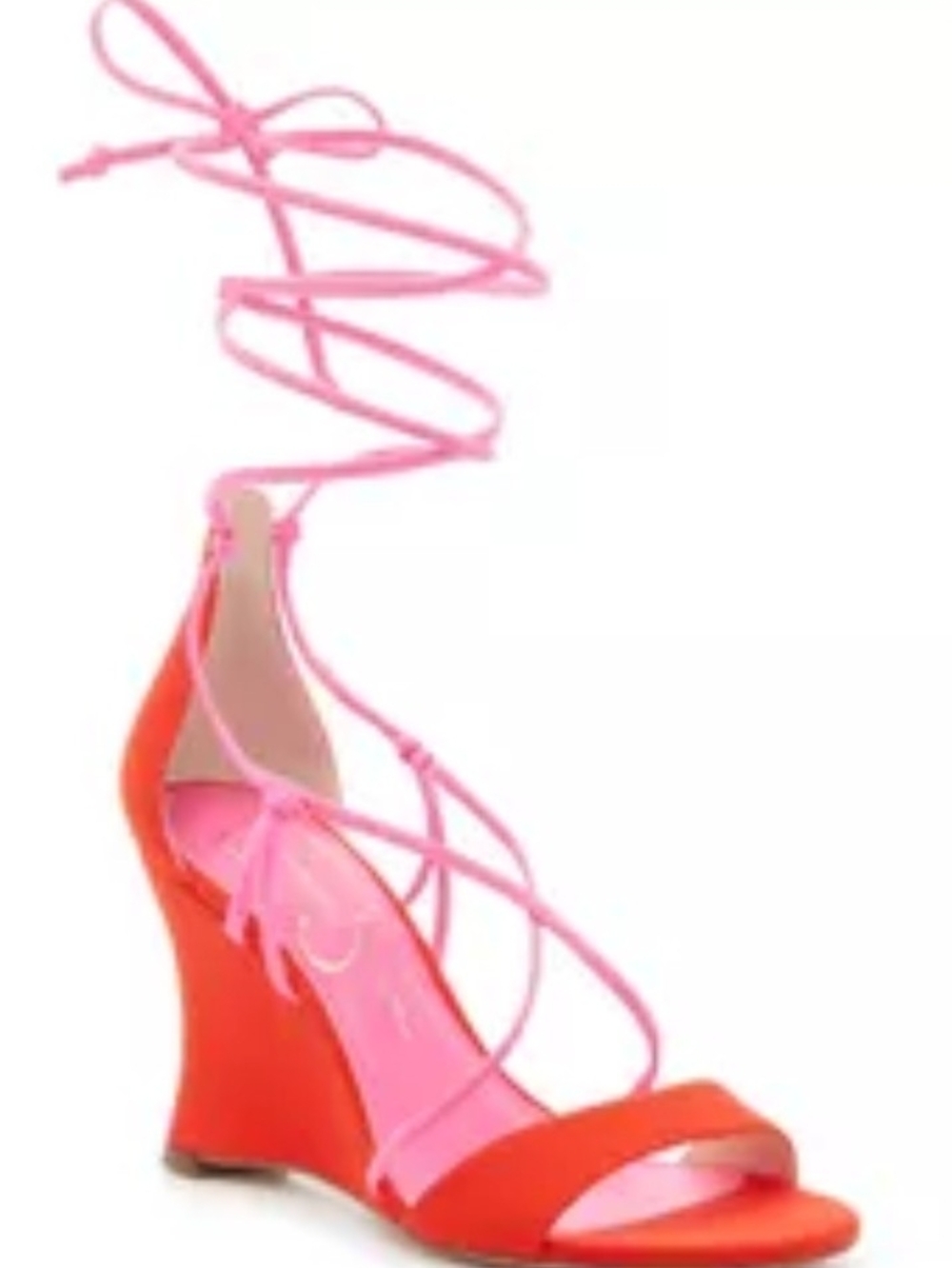Jessica Simpson Red and Pink Lace-Up Wedge Sandals